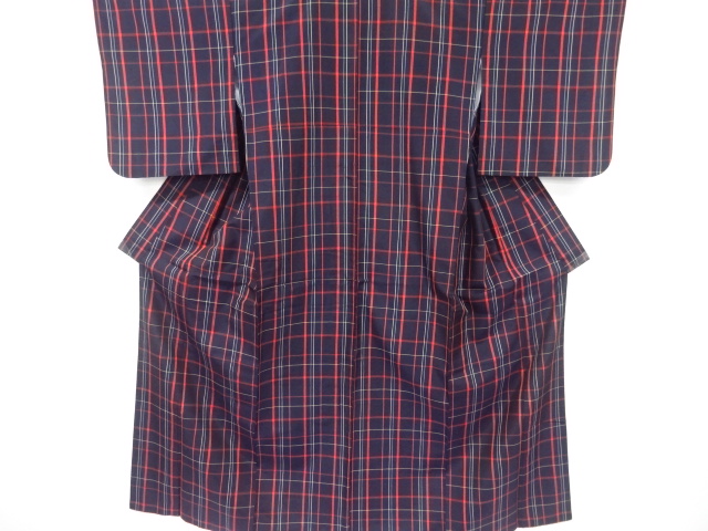 格子織り出し米沢紬着物アンサンブル